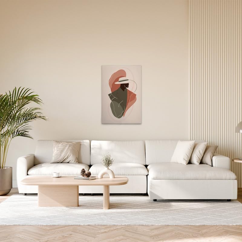 Impression sur toile motif homme abstrait beige orange 60 x 90 cm DD132788 - 3