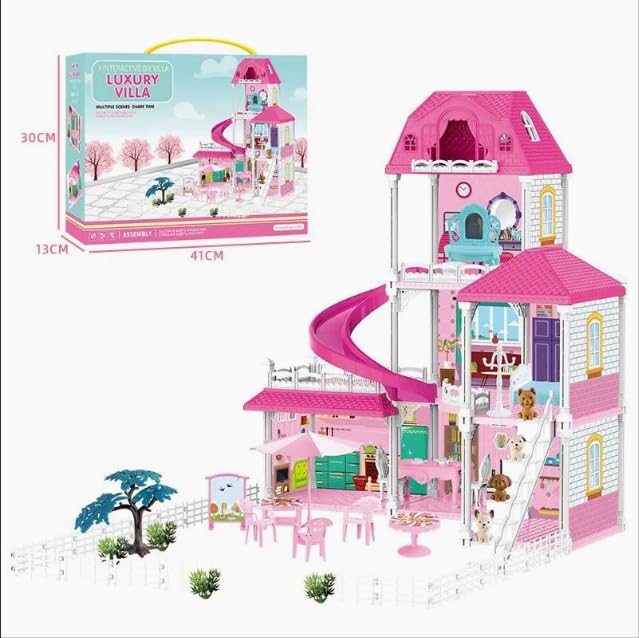 Image of Princess Doll House for Girls Toddlers 3 Story 6 Rooms Playhouse with Dolls Toy Figures, Furnitures, Accessories, Doll House Toys Gift for Kids Gift for for 3 4 5 6 7 8 9 10 Year Old