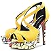 HDEUOLM Women Stiletto High Platform Heel Peep Open Toe Sandals Ankle Strap Wedding Dress 4.7 Inches Heels Yellow 8 M US
