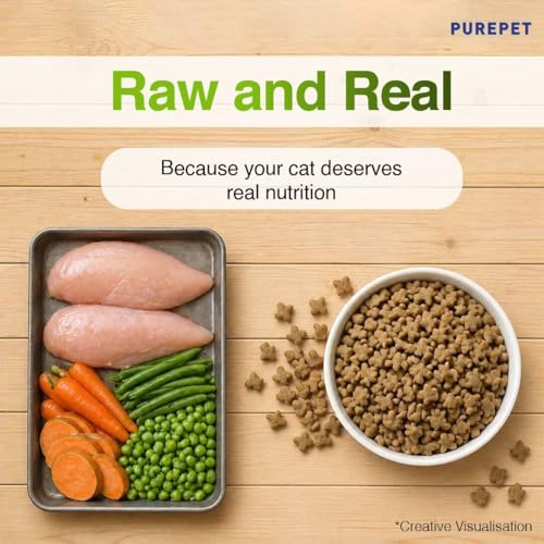 Image of Purepet Adult Dry Cat Food 1kg Pack | Chicken & Vegetable Flavour | Prevents Hairballs | Supports Heart Function | Promotes Skin Wellness | Enriched with Taurine
