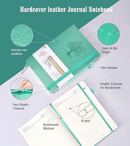 Image of Lined Journal Notebook, 365 Pages B5 Large Journals for Writing Ruled Notebook, Hardcover Leather Journal for Women Men, Daily Notebook for Work, Note Taking, 100Gsm Thick Paper( 7.6'' X 10'' Teal)