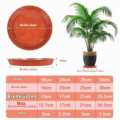 vsshe 5 Stück Blumentopf Untersetzer, Untersetzer für Blumentöpfe, Blumentopfmatte, Kunststoff Blumenuntersetzer Rund aus Ø 25 cm… – Ansicht 2