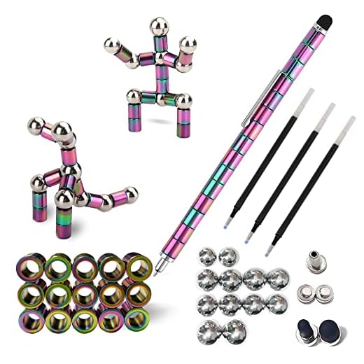 Fidget Pen Magnetic Toy Pens, Upgraded 15 Magnets, Multifunctional Deformable Decompression Magnetic Metal Pen, Creative Toys Gift for Adults Kids-Anxiety Pressure Relief by DeYesom (Colorful)