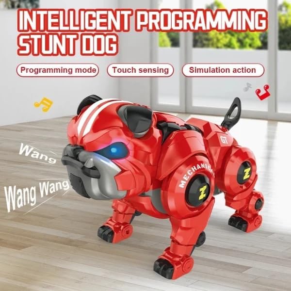 Pihura Robot Dog for Kids, Remote Control Robot Rechargeable Programming Stunt Robo Dog with Sing, Dance, Touch Function, Robotic Dog Toy for Boys Ages 5+ Birthday Gifts, Red 4