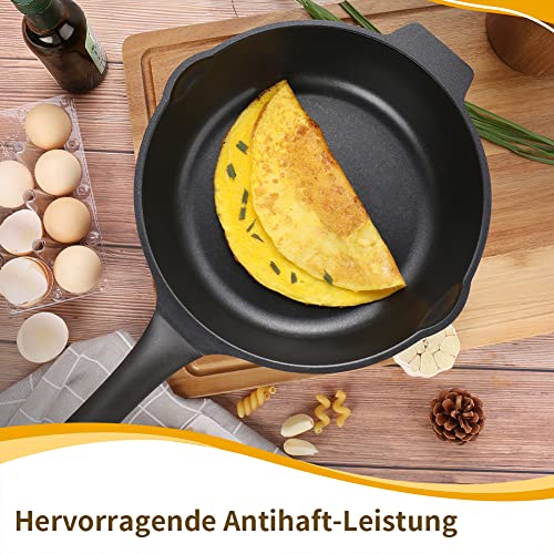Foto von Wokpfanne Induktion 28 cm, Wok Pfanne Schmorpfanne mit Deckel, Pfanne mit ABS-Griff, antihaftbeschichtet, spülmaschinenfest, Schwarz