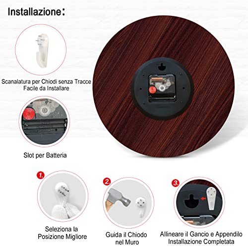 TAHEAT 34 cm Rustico Gallo Orologio da parete