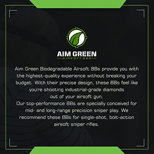 Aim Green Biodegradable Airsoft BBS, PremiumGrade 6mm Airsoft BBS, 20