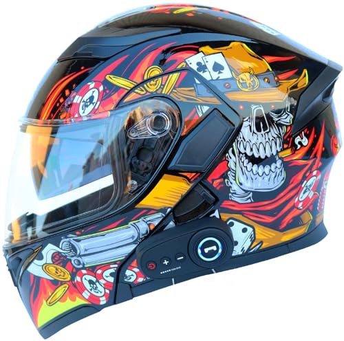 Casque de moto avec bluetooth et double visière solaire casque modulable L XXL