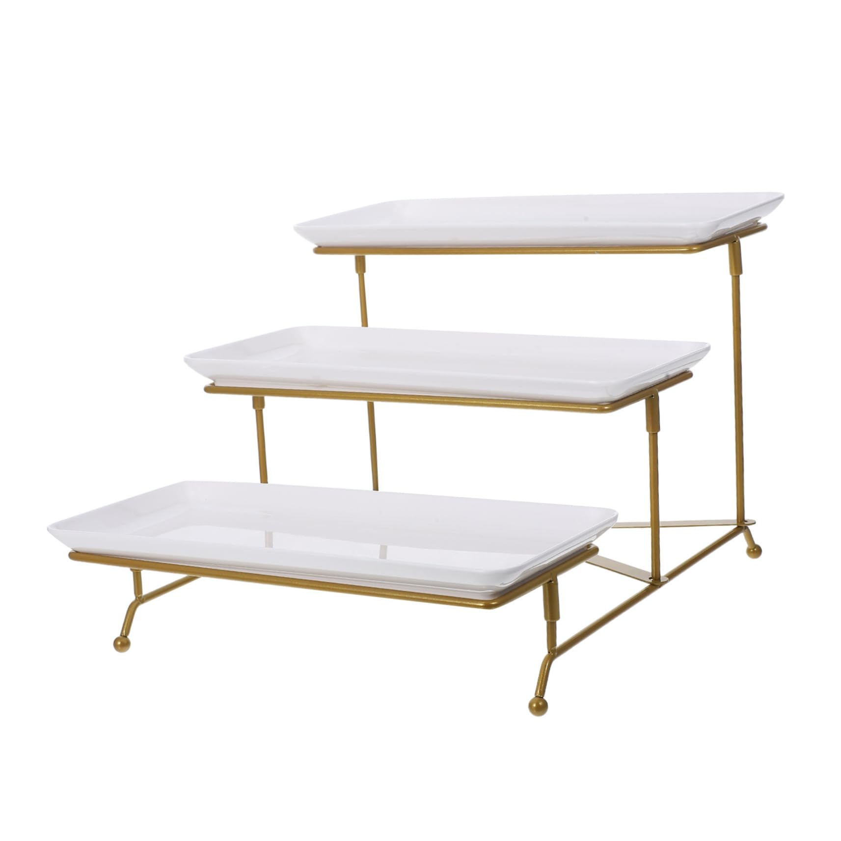 Hemobllo Alzata da Portata per Buffet Supporto per Torta e Vassoi in Plastica Bianca Esposizione di Cibo per Feste e Ristoranti Design Multi