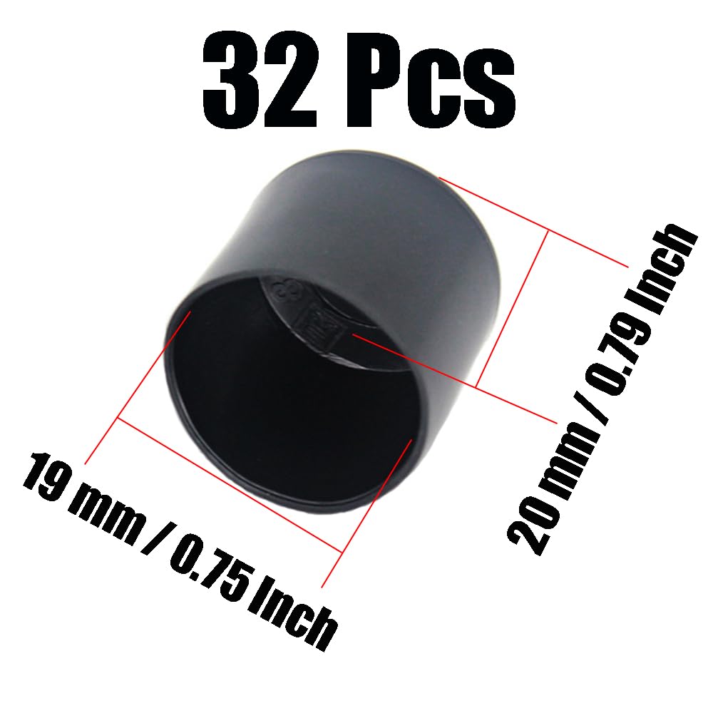 Adsamm Chair Leg Caps – 4-Pack Black Plastic Glides For Round Tubes (30-31 Mm Diameter)