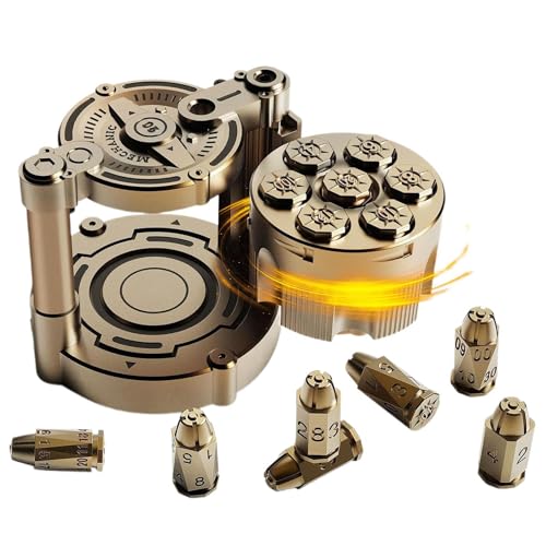 Juego de 7 cubos de , dados de metal poliédrico D+D con caja giratoria, juego de dados giratorios, alivio del estrés de la punta de los dedos, juego de rol, accesorios de juego de mesa, 6,5 x 6,5