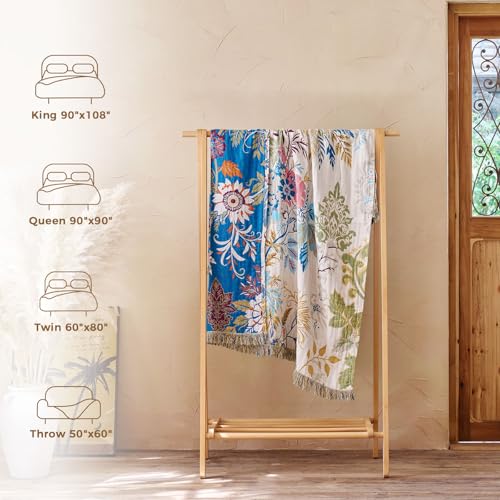 Image of LUTBM Boho Throw Blanket for Couch 50 inchx60 inch, Cotton Decorative Bed Throw
