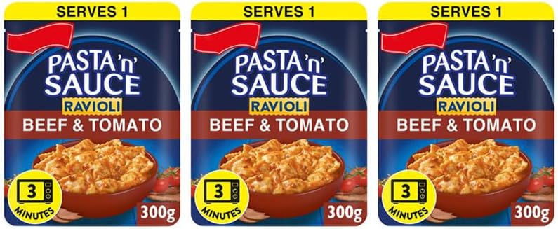 Ravioli Beef & Tomato Microwave Ready Meal, 300g, No Artificial Colours or Preservatives,Pack Of 3