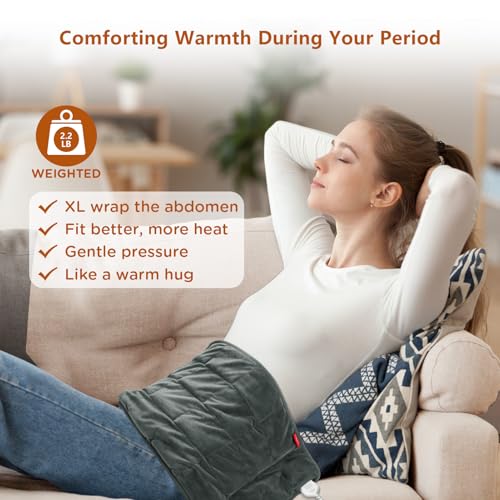 Image of Comfytemp Weighted Heating Pad for Back & Period, FSA Eligible Electric Heat Pad, Birthday Gifts for Women Men Mom Dad & Mother Day Gift, 2.2 lb HSA Neck Shoulder Heated Pad, 2H Auto-Off, 12x24, Gray