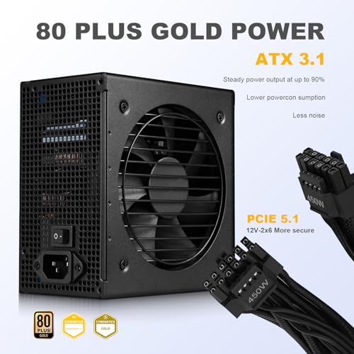 SAMA Black 850W Power Supply - Fully Modular 80 Plus Gold Certified ATX 3.1 & PCIE 5.1 Compliant Power Supply, Supports RTX 30/40 Series GPUs