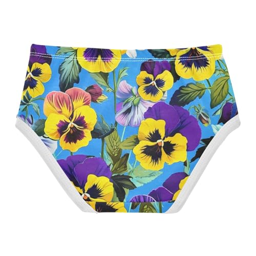 Cotton Toddler Girls Underwear Purple Yellow Pansy Flowers Blue Cute Panties Girl Print Kids Undies Briefs 2t2