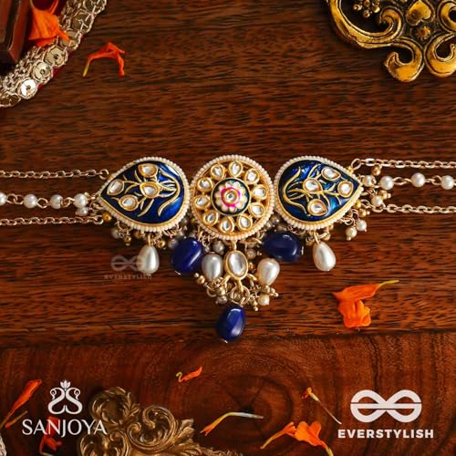 Image of SANJOYA BY EVERSTYLISH Nilachandrika Moonlight Of The Blue Sky Handmade Kundan Set With Necklace And Earrings Lightweight Jewelry For Women | Party, Festive, Wedding & Gifting