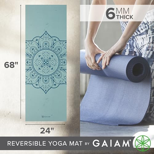Image of Gaiam Yoga Mat - Premium 6mm Print Reversible Extra Thick Non Slip Exercise & Fitness Mat for All Types of Yoga, Pilates & Floor Workouts (68 inch x 24 inch x 6mm Thick)