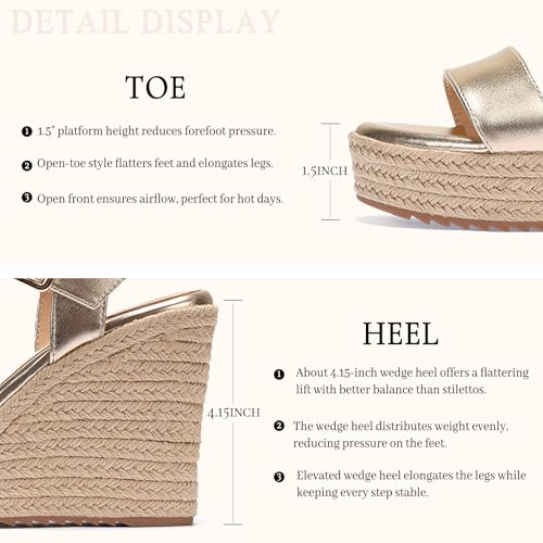 Image of VICKI.VICKI Women's Platform Sandals Wedge Ankle Strap Open Toe Sandals