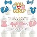 MEZHEN Decorazioni Torta Boy or Girl Cupcake Topper Gender Reveal Topper per Torte Compleanno Decorazioni per Torte Babyshower Cake Topper Festa Decorazione Bambini 25 Pezzi