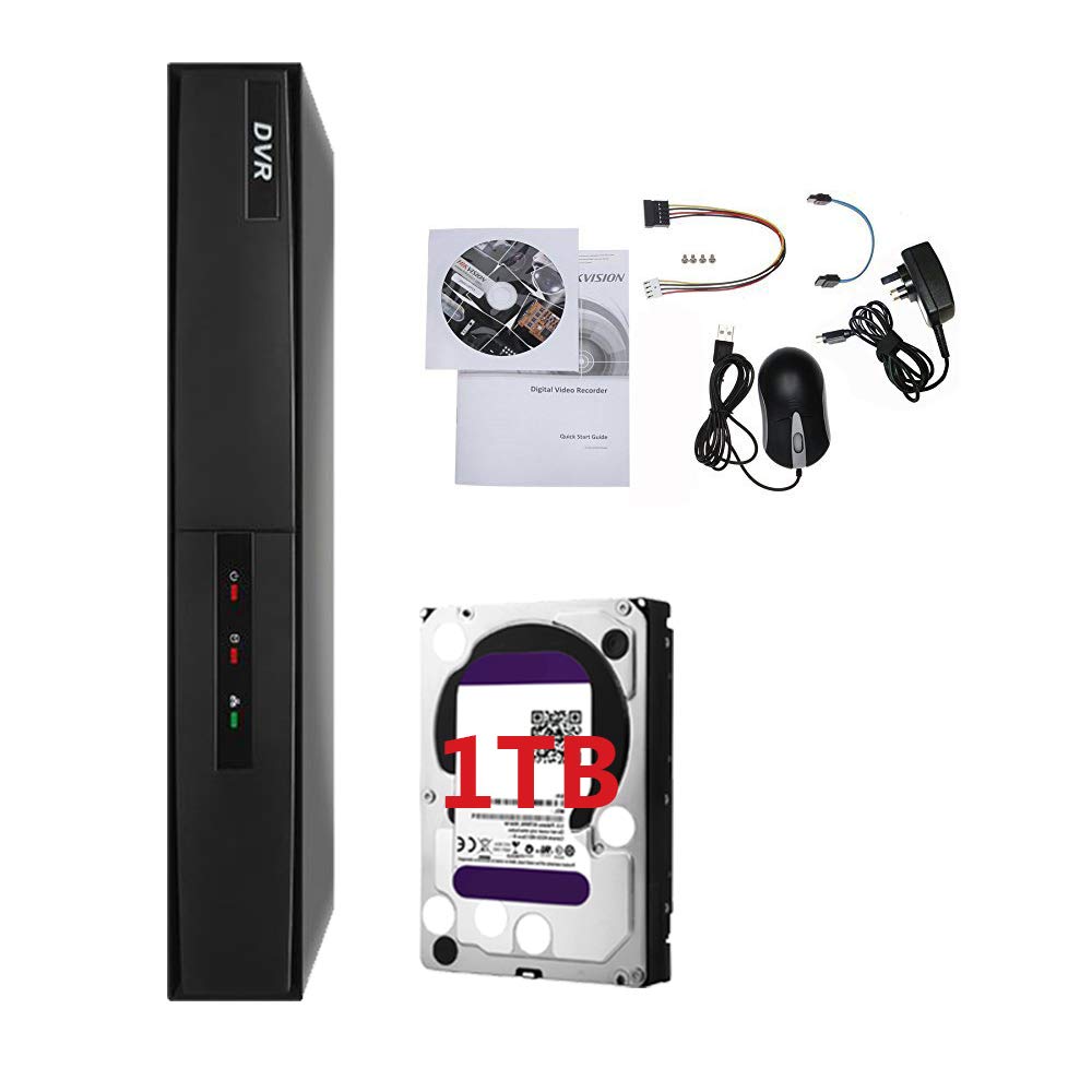 HIKVISION HIWATCH 4CH DVR CCTV Kit Sistema de Seguridad con 4 Cámaras Blancas Resistentes a la Intemperie 20m IR Visión Nocturna 1TB