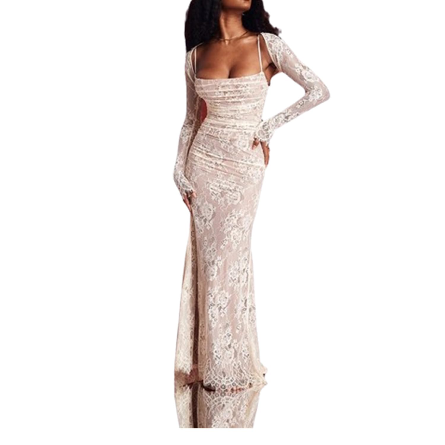 Shawl Drawstring Lace Corset Maxi Dress, Women 2 Piece Shawl Backless Long  Sleeve Dress Drawstring Evening Dress (White,Large) : Amazon.ca: Everything  Else