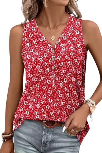 KISSMODA Womens Boho Tops for Summer Sleeveless Tanks Loose Fit Casual Blouse Daily Shirts for Leggings (S-3XL)