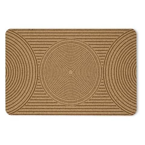 YeiHe Abstract Boho Neutral Door Mat, Boho Brown Circle Door Mat Outdoor Indoor Entrance, Boho Welcome Mat, Boho Bath Mat, Boho Bathroom Kitchen Decor, 17x30 Inches Cover