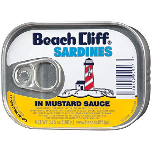 BEACH CLIFF Sardines In Mustard Sauce, Wild Caught, High Protein Food, Keto Food and Snacks