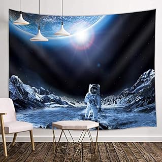 Space Tapestry, Outer Space Tapestry Wall Hanging, Modern Outer Space Tapestry, Astronauts Walking