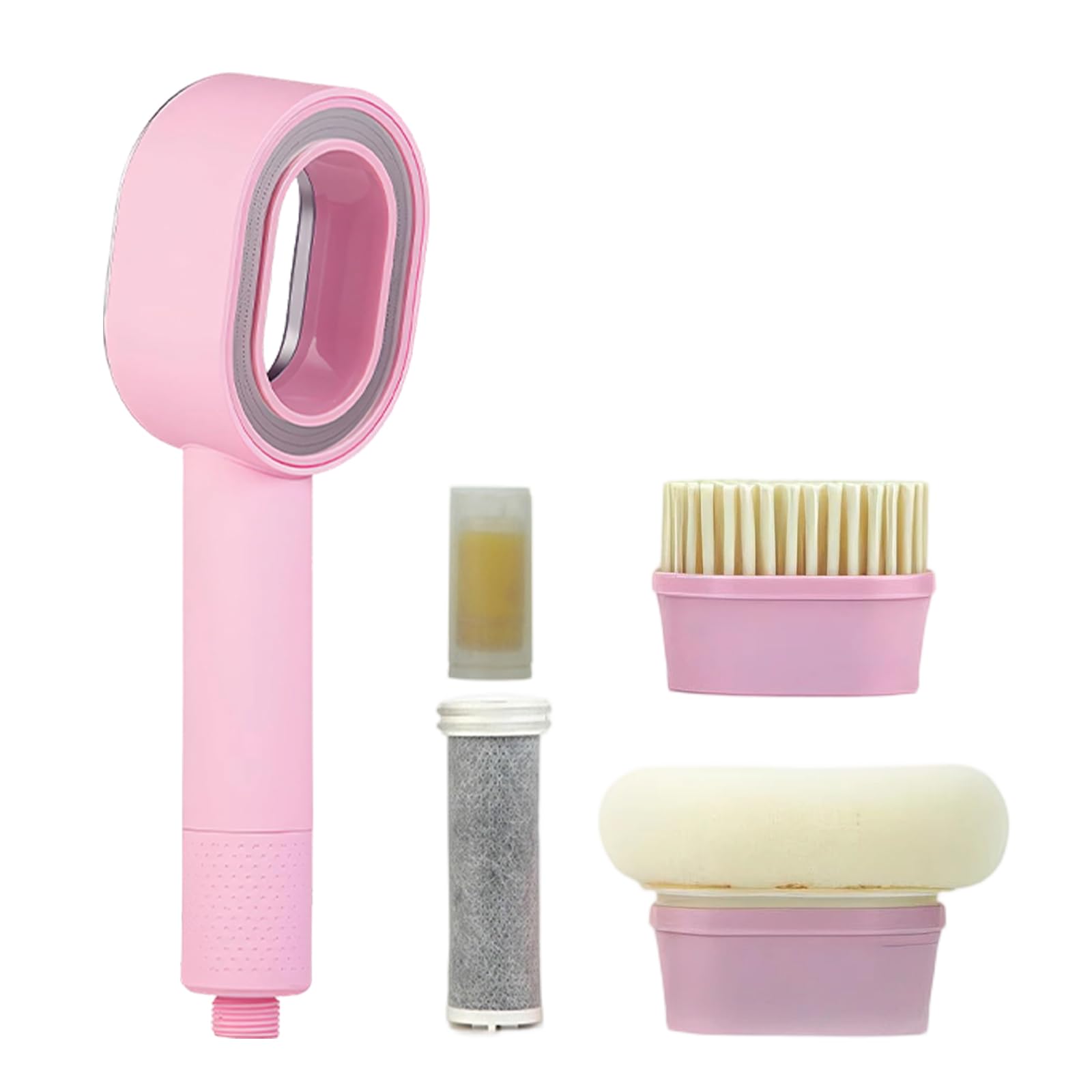 Filtersonic - Alcachofa de ducha 3 en 1 de alta presión con filtro, filtro contra la cal, filtro para aumentar la presión, con esponja para eliminar el agua dura, metal pesado (rosa)