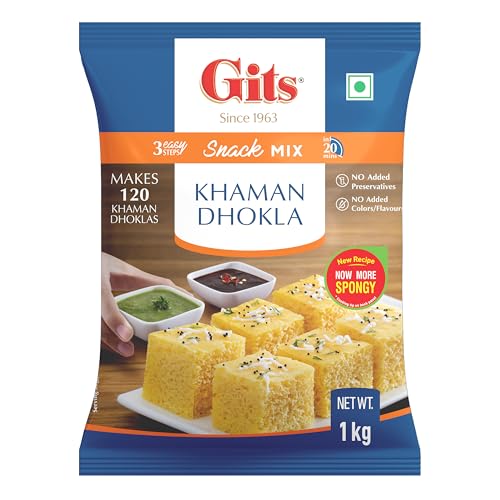 Gits Instant Khaman Dhokla Snack Mix, Makes 120 Khaman Dhoklas, Pure Veg, Indian Snack Mix, 1Kg (B00R65BW54) Amazon Price History, Amazon Price Tracker