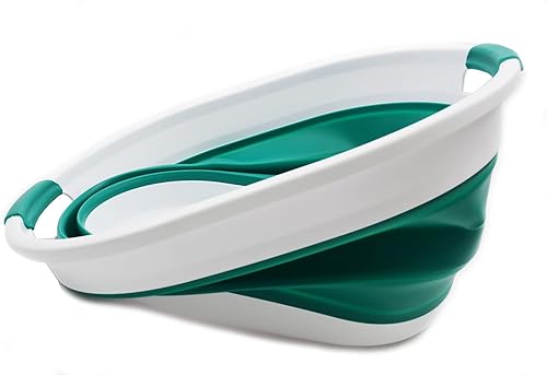 Miniatura 3 de SAMMART Cesta de lavandería plegable de plástico de 32 L (8.4 galones) - Contenedor de almacenamiento portátil, organizador de ahorro desplegable