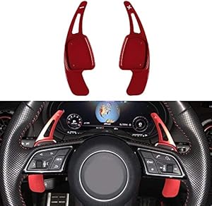 Manicar Steering Wheel Paddle Shifter Extensions Compatible with Audi, Alu-Alloy Shift Paddle Blades Compatible with Audi A3 A4 Q7 S3 2017-2019 A5 Q5 S4 S5 SQ5 2018-2019 Q8 2019 TT TTS 2016-2019 (Red)