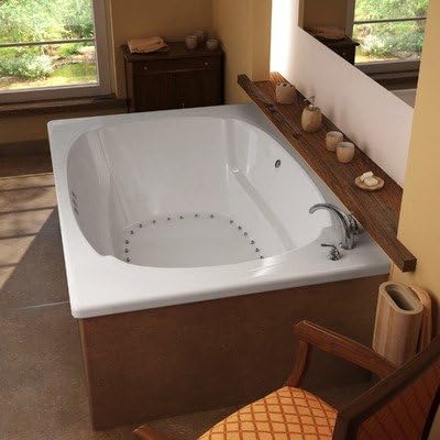 St. Lucia 48 x 72 x 23" Rectangular Air Jetted Bathtub Color/Trim / Tile Flange / Front Skirt / Drain: White / Brushed Nickel / Yes / Yes / Left