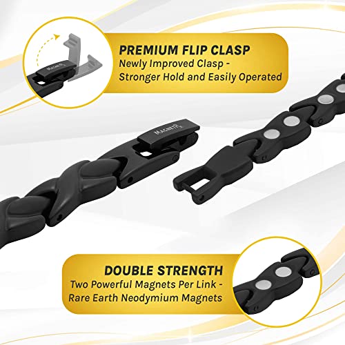 Image of MagnetRX Womens Magnetic Ankle Bracelet - Ultra Strength Magnetic Anklets with 34 Magnets - Titanium Ankle Bracelets for Women (Black)