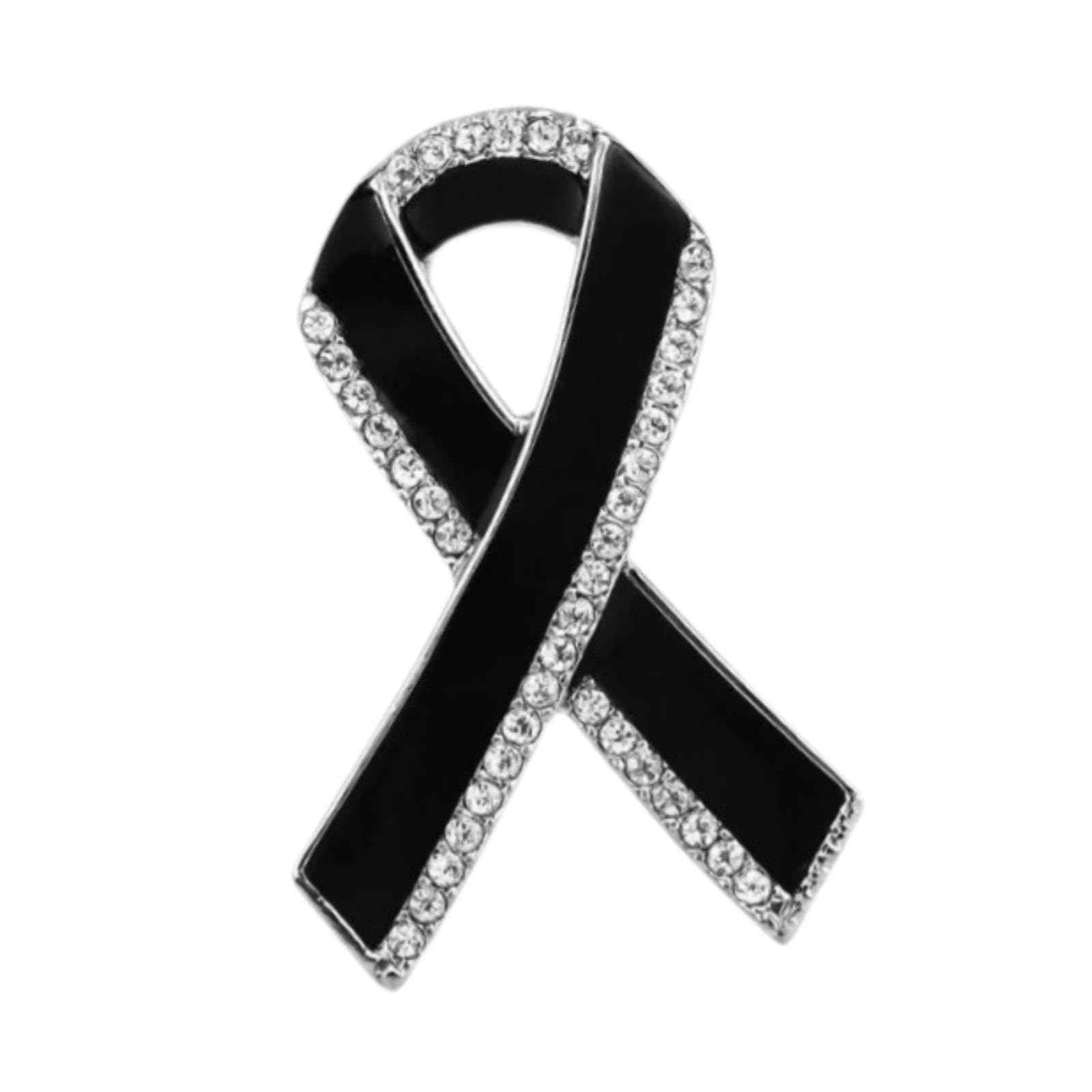 Broche con Cinta funeraria, 4 cm, Metal, para Servicio conmemorativo del Día del Recuerdo, Accesorio de Ropa de luto Negro.