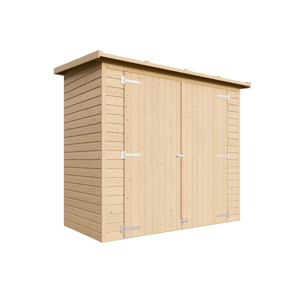 Abri à Outils en Bois Naturel - Stockage extérieur sans fenêtres H194x123x223 cm/​2,​1 m² Hangar en Bois Naturel - Atelier Rangement Outils - TIMBELA M348