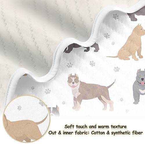 Image of American Bully Dogs Cotton Swaddle Blanket for Infants - Lightweight Soft Swaddling Blanket for Crib, Stroller, Nursery - 30x40In
