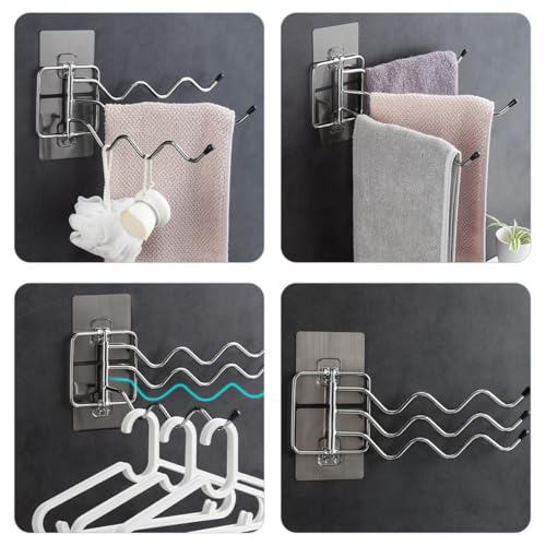 Toallero giratorio de baño de acero inoxidable plata para pared 8