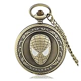 Designer Inspirations Boutique ® SPIDERMAN Montre de poche rétro à quartz, effet bronze antique, avec chaîne de 80 cm