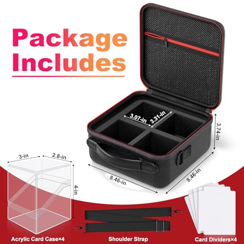 Image of Proijeut Card Deck Box with Portable Case, 4 Pack Clear Commander Deck Box with 4 Dividers, Holds 400+ Double Sleeved Cards, Fit for MTG, YuGiOh, TCG