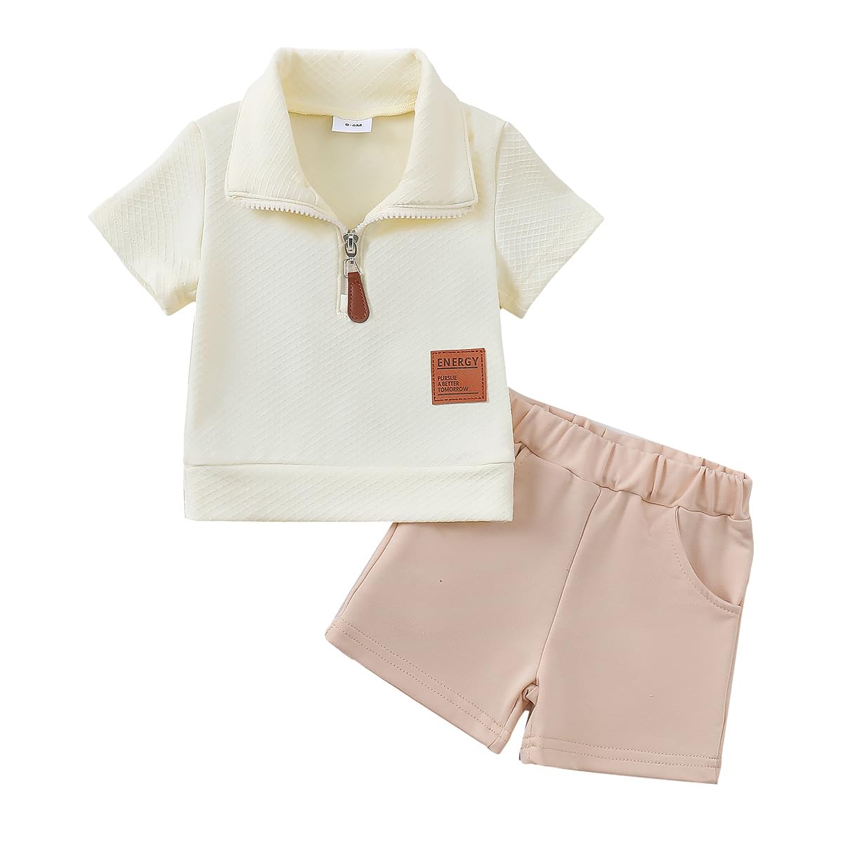 Conjunto Ropa para Niños Pequeños Manga Corta con Cuello Vuelto Camiseta Polo Lisa/Estampada y Pantalones Cortos 2 Piezas Chándal Traje para Verano — view 9