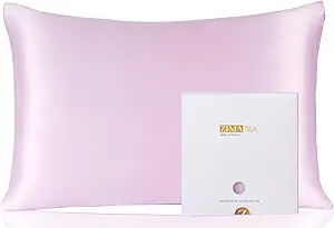 ZIMASILK 100% Pure Mulberry Silk Pillowcase for Hair and Skin Health,Soft and Smooth,Both Sides Premium Grade 6A Silk,600 Thread Count,with Hidden Zipper,1pc(Standard 20''x26'',Light Purple)