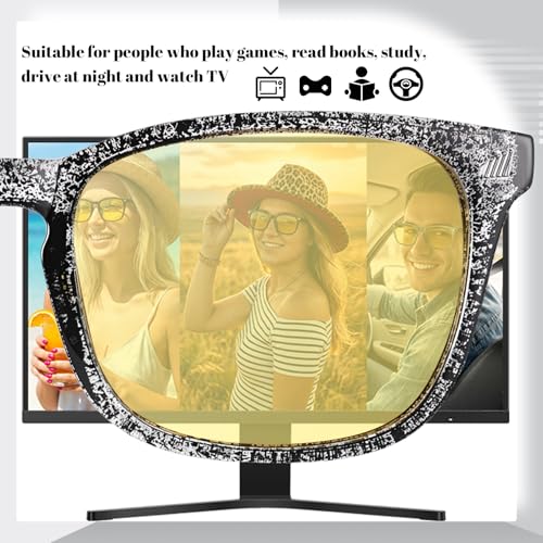 Image of Polarized Sunglasses for Women Men Night Vision Glasses Anti Glare | Yellow Anti Glare UV400 Lens, Lightweight Square Frame, for Day Night Use, Driving, Fishing, Cycling, Traveling