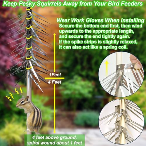 Bird Spikes, Squirrel Spikes and Squirrel Baffles Keep Raccoons, Cats and Snakes Away from Gardens, Fences and Climbing Bird Feeder Poles. (40 inches) - Thumbnail 4