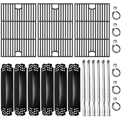Criditpid Grill Replacement Parts for Nexgrill 6 Burner 720-0896B, 720-0896, 720-0896E, 720-0896C, 730-0896, Cast Iron Grill Grates, Heat Plates, Burners Tubes & Ignitors for Nexgrill Evolution Grills