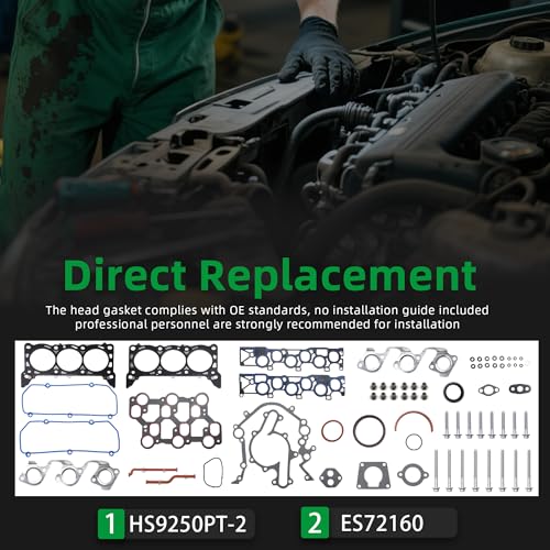 Image of Head Gasket with Bolts Set, HS9250PT-2, ES72160, 1998-2000 for Ford E150 E250 Econoline F150 4.2L, 1999-2004 for Mustang 3.8L, 2004 for Mustang 3.9L, VIN Code 2, 4, 6(69pcs)