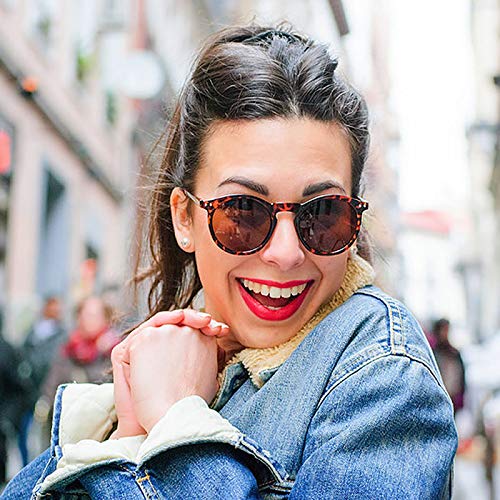 Image of zeroUV - Vintage Retro Horn Rimmed Round Circle Sunglasses with P3 Keyhole Bridge