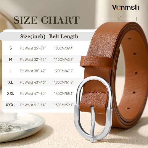 Image of VONMELLI 3 Pack Women's Belts for Jeans Pants Fashion Gold Buckle Ladies Dress Belt
